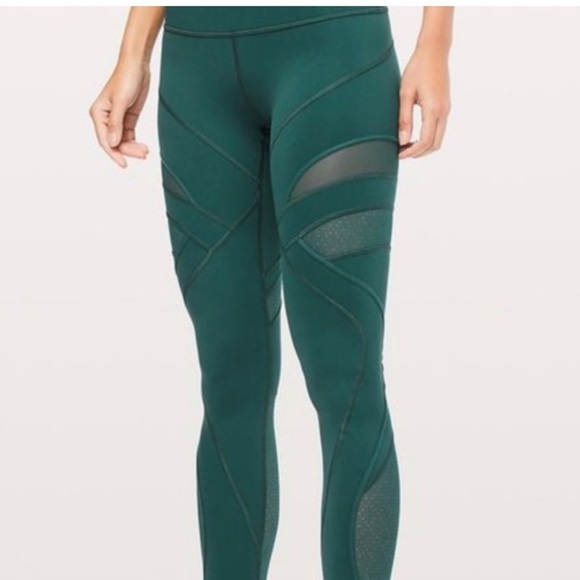 Lululemon Wunder Under High-Rise Tight Leggings Mesh 28" Royal Emerald Luxtreme - Picture 1 of 8